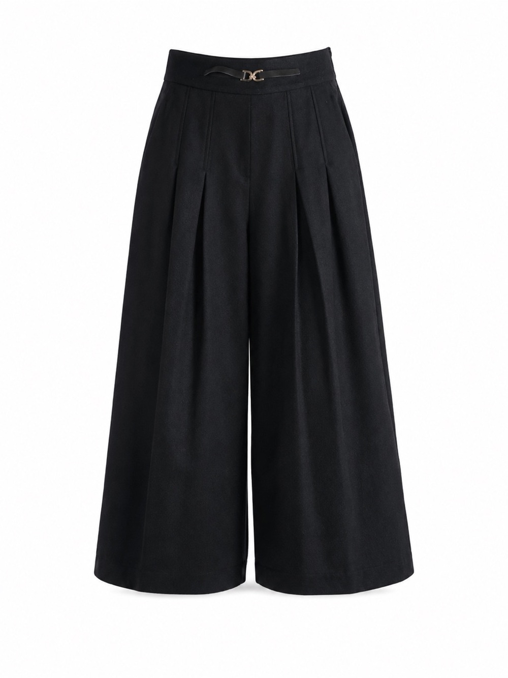 Massimo Dutti Black US 4 Wool Blend Wide Leg Cropped Culotte Gaucho Pants